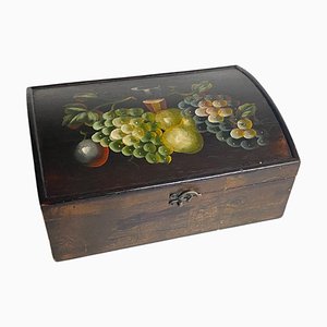 Grande Boîte à Bijoux avec Décor de Fruits en Bois, Angleterre, 20ème Siècle