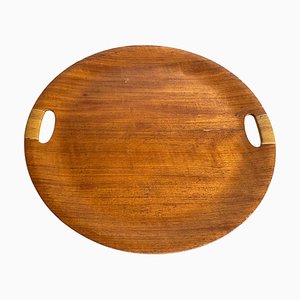 Round Platter or Tray in Wood, Denmark, 1960s