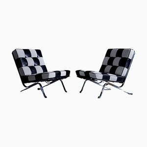 RH-301 Lounge Chairs in Black and White Leather by Robert and Trix Haussmann for de Sede, 1960s, Set of 2