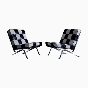 Set of RH-301 Lounge Chairs in Black and White Leather by Robert and Trix Haussmann for de Sede, 1960s