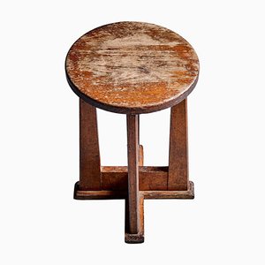 Le Même Stool in Oak by Henry Jacques, France, 1940s