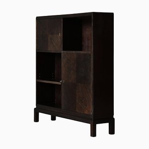 Mueble / estantería funcionalista danés de roble teñido oscuro, años 30