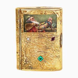 Gilded Silver Cigarette Case with Enamel Painting from V.A. Kubarev