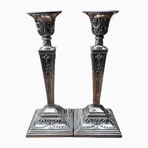 Grands Bougeoirs en Argent Massif de Topazio, Set de 2