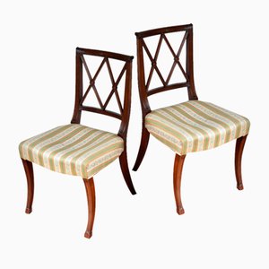 Regency Style Lattice Back Dining Chairs, Set of 2