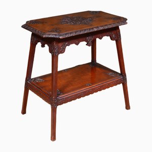 Victorian Walnut Splay Leg Occasional Table with Chip Carved Gothic Decoration, 1870