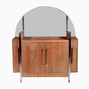 Mueble de cóctel Art Déco Venesta de contrachapado y roble a la cal con espejo de Marcel Breuer, años 30