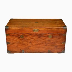 Large Double Lock Camphor Wood Campaign Chest, 1850s