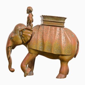 Sculpture en Bronze d'Éléphant et Mahout, Inde, 1860s