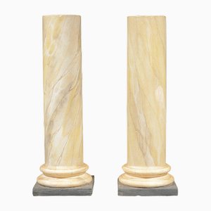 Victorian Simulated Marble Plaster Columns or Plinths, 1890, Set of 2