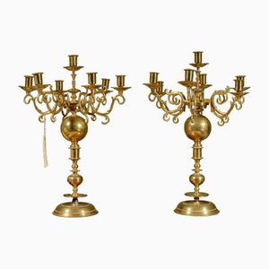 Victorian Brass Candelabras, 1880s, Set of 2