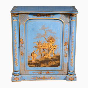 Placard Chinoiserie en Laque Bleu Clair et Doré, 1900s