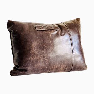 Coussin Vintage en Cuir Marron