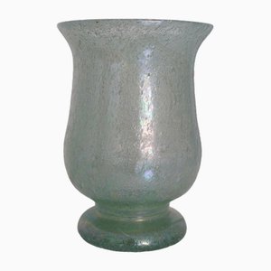 Iridescent Pulegoso Glass Chalice Vase, Murano, 1930s