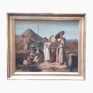 Cosecha de trigo, década de 1800, óleo sobre lienzo, enmarcado