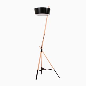 Floor Ka Lamp Black with Vegan Leather Tray by Woodendot
