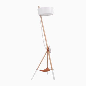 Floor Ka Lamp with White Vegan Leather Tray by Woodendot