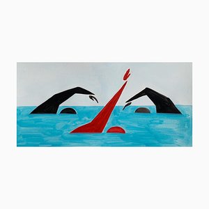 Waleria Matelska, Swimmers, 2023, Acryl auf Papier