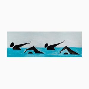 Waleria Matelska, Group of Swimmers, 2023, Acrylic on Paper