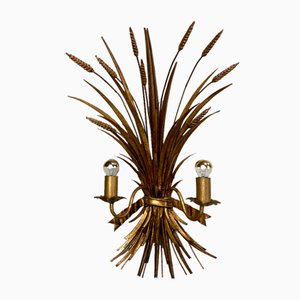 Hollywood Regency 2-Flame Wall Light with Wheat Ears, 1970s