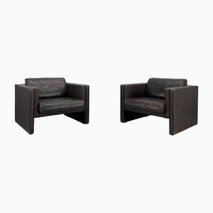 Dark Brown Leather Armchairs by Jürgen Lange for Walter Knoll, Germany, 1970s, Set of 2