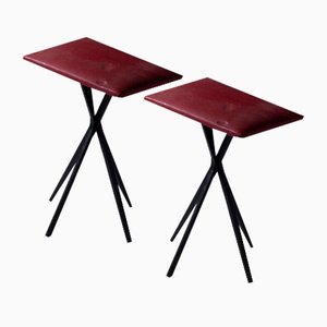Vintage Italian Stools in Red Faux Leather, 1960, Set of 2