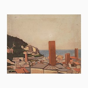 René Guinand, Small Town, 1936, óleo sobre lienzo, enmarcado