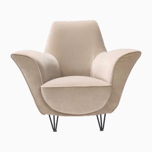 Fauteuil Vintage en Tissu Ivoire, Italie attribué à Ico Parisi, Italie, 1950s