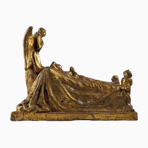 Skulptur der Königin und der Engel, 1890er, Vergoldete Terrakotta