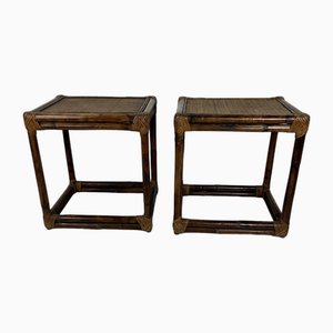 Italian Bamboo Bedside Tables, 1960s, Set of 2