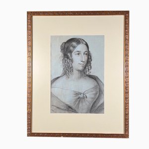 Young Maiden, Early 19th Century, Pastel Drawing on Paper, Framed