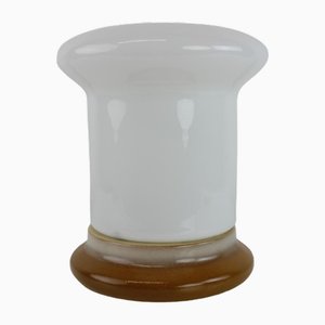 Mid-Century Table Lamp in Opal Glass and Ceramic by Ivan Jakeš for Osvetlovaci Sklo