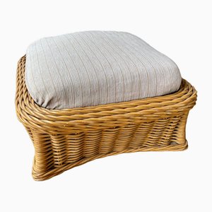 Pouf o poggiapiedi quadrato in rattan