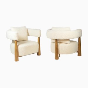 Fauteuils en Forme de Haricot en Hêtre Blond, Set de 2