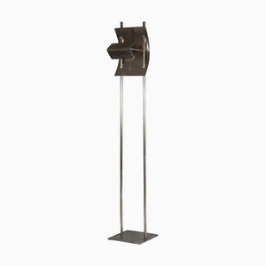 Geometric Floor Lamp in Silver Metal, 1980s