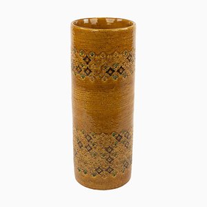 Mid-Century Glazed Ceramic Cylinder Vase by Aldo Londi for Bitossi, 1960s