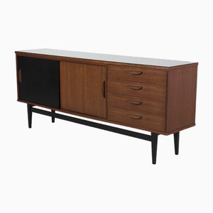 Vintage Sideboard with Black Glass Top, 1960s