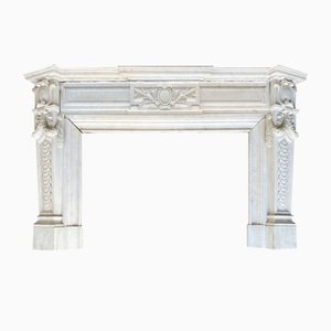 Large White Marble Fireplace, 1800s