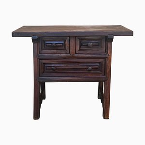 19th Century Rustic Artisan Pyrenees Mountains Side Three Drawers Table, 1890s
