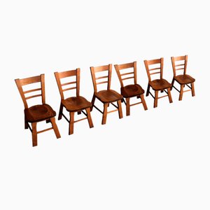 Brutalist Dining Room Chairs in Oak, 1940s, Set of 6