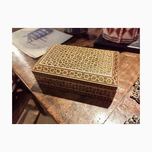Middle Eastern Maple Box with Khatam Kari Decoration, 1920s