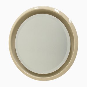 Specchio grande rotondo in ceramica, anni '60