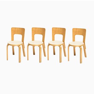 Vintage Model 66 Dining Chairs by Alvar Aalto for Artek, Set of 4