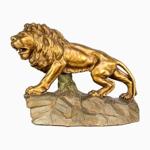 Estatua grande de león de latón, principios del siglo XX