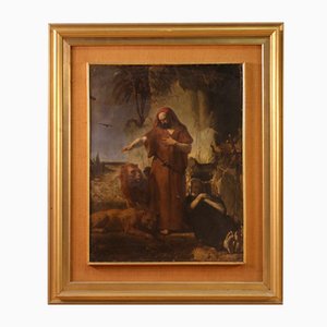 Italian Artist, Saint Anthony the Abbot Buries Saint Paul, 1860, Oil on Canvas, Framed