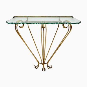 Vintage Italian Brass and Glass Console Table attributed to Pier Luigi Colli, 1970s