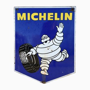 Panneau Publicitaire Michelin Pneus Double Face en Porcelaine, France, 1970s