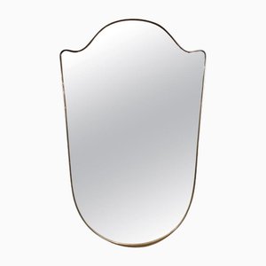 Large Brass Shield Mirror, 1950s