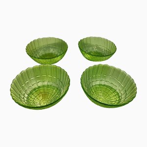 Green Glass Bowls, 1960s, Set of 4