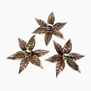 Floral-Shaped Brass Leaf Sconce by Willy Daro for Massive, Belgium, 1960s